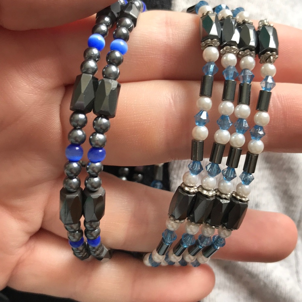 VINTAGE MAGNETIC ONYX AND BLUE BRACELETS